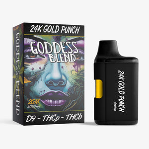goddess blend delta 9 thc blended disposable 24k gold punch 2 grams