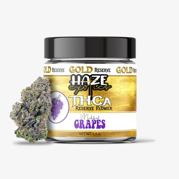 haze exotics gold reserve thc-a flower 3.5 gram jar