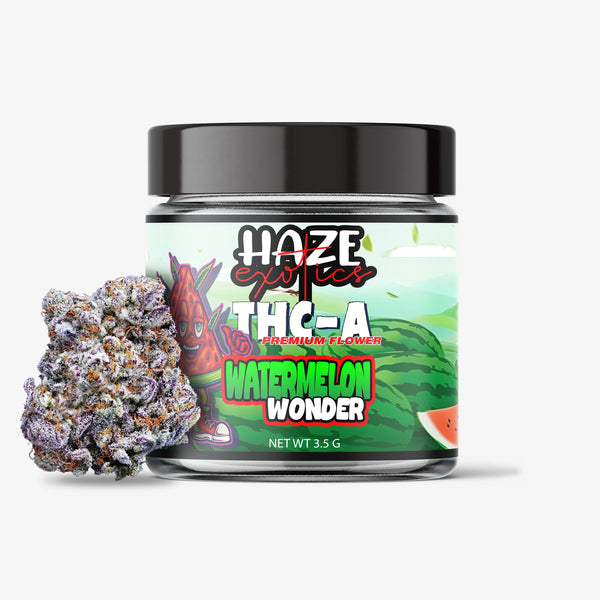 haze exotics thc-a flower watermelon wonder 3.5 gram jar