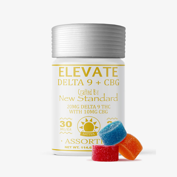 D9/CBG - ELEVATE - 30mg GUMMY - ASSORTED 20ct - NEW STANDARD HEMP