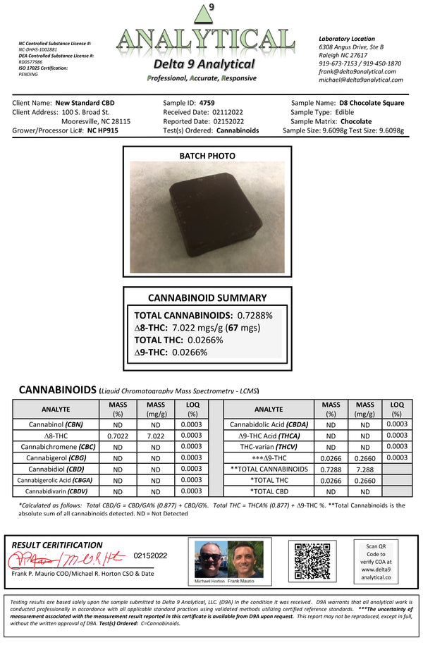 revenge delta 8 thc milk chocolate bar 300mg coa