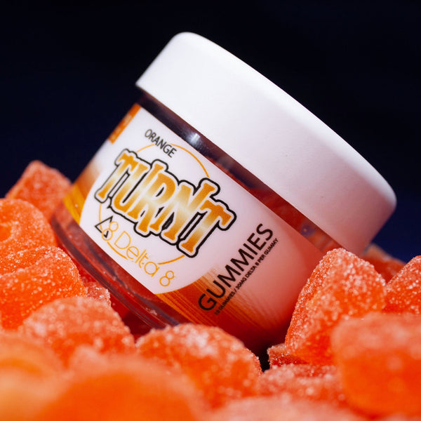 turnt delta 8 thc orange gummies jar 10ct